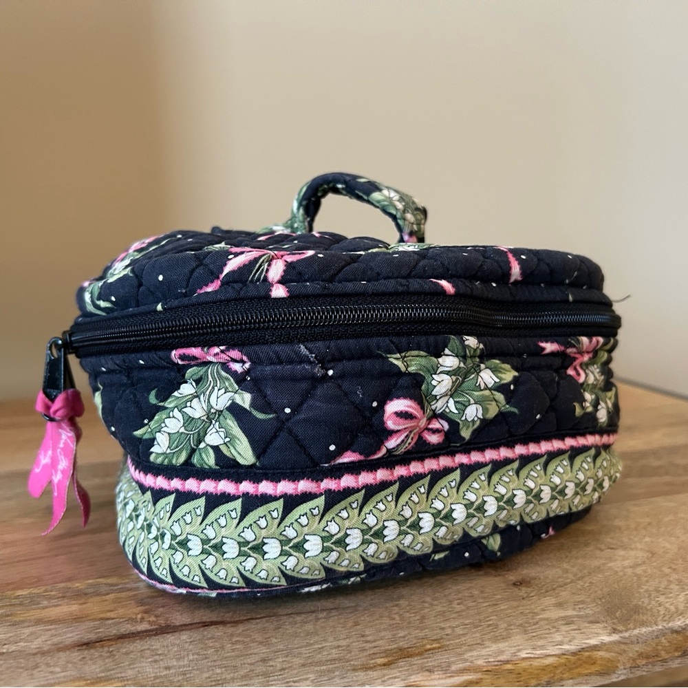 Vera Bradley Black and Green Floral Cosmetic Bag